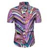 Chemise Hawaï Rayée Chevron à Manches Courtes - multicolor M