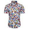 Chemise Boutonnée à Imprimé Feuille Colorée Style Hawaiien - multicolor 3XL