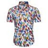 Chemise Boutonnée à Imprimé Feuille Colorée Style Hawaiien - multicolor 2XL
