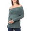 Off The Shoulder Fold Over Ruched T-shirt - GRAYISH TURQUOISE M