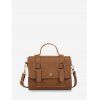 Sac à Bandoulière Simple en Cuir Poignée en Haut - Brun 