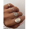 7 Piece Rhinestone Round Finger Rings Set - GOLD 
