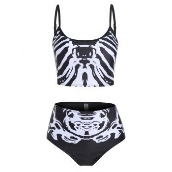 

Skeleton Print Cami Tankini Swimwear, Black