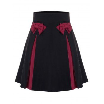 

Plus Size Bowknot Two Tone Skirt, Black