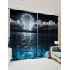 Rideaux de Fenêtre Mer Lune et Nuit Imprimés 2 Panneaux - Paon Bleu W33.5 X L79 INCH X 2PCS