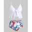 Ensemble de Tankini Fleuri Noué Feuille Imprimée - Blanc S