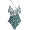 Tiny Floral Ruffles One-piece Swimsuit - SHAMROCK GREEN M