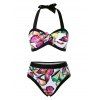 Maillot de Bain Tankini Papillon Imprimé avec à Col Halter - multicolor 3X