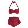 Maillot de Bain Bikini Noué à Armature à Col Halter - Rouge Vineux XL
