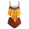 Maillot de Bain Tankini Imprimé Découpé de Grande Taille à Volants - Safran 5X