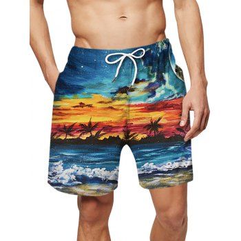 Image of Beach Scenic Print Board Shorts