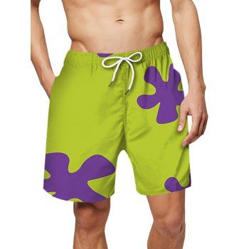 

Floral Pattern Drawstring Board Shorts, Avocado green
