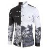 Chemise avec Boutons Imprimé Arbres Style Chinois - multicolor L