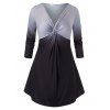 Haut Ombre à Col en V à Manches Longues Grande Taille - multicolor 1X