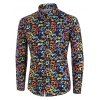 Chemise Boutonnée Note de Musique Imprimée à Manches Longues - multicolor XL