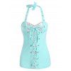 Débardeur à Paillettes à Lacets à Col Halter - Aigue Marine Légère XL