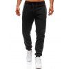 Pantalon de Jogging en Couleur Jointive à Cordon - Noir L