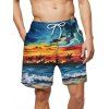Beach Scenic Print Board Shorts - multicolor L