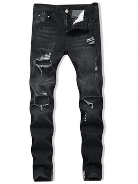 Destroyed Zipper Skinny Jeans