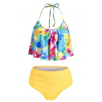 

Sun and Moon Overlay Halter Tankini Set, Yellow