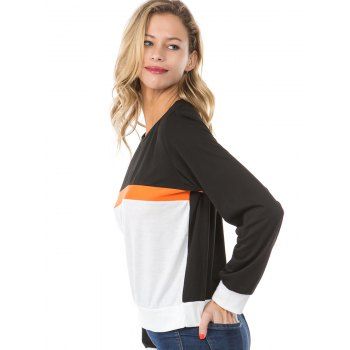 

Colorblock Round Neck Casual Top, Multicolor a