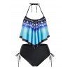 Maillot de Bain Tankini Motif de Feuille Grande-Taille à Col Halter - Noir 3X