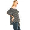 Striped Off Shoulder Lace Panel Knotted Top - BLACK XL