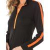 Sporty Colorblock Fitted Dress Zip Front Contrast Bicolor Sheath Sweatshirt Dress - BLACK XL