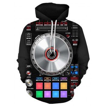 

Recorder Pattern Pouch Pocket Hoodie, Black
