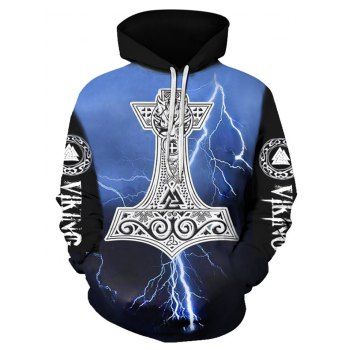 

Letter Lightning Pattern Pocket Hoodie, Multicolor