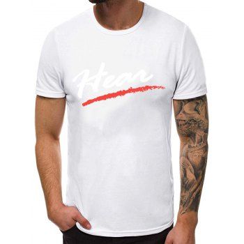 

Letter Printed Casual Round Neck T-shirt, White