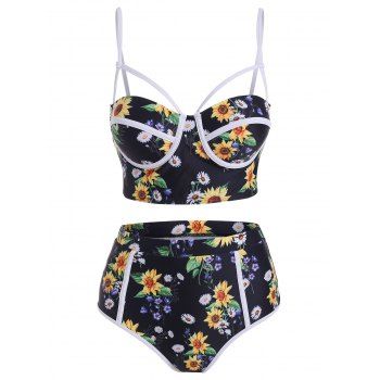

Sunflower Moulded Corset Style High Waisted Bikini Swimwear, Black