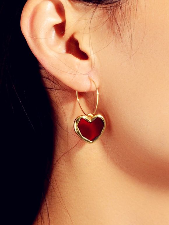 Boucles d'Oreilles Pendantes en Forme de Cœur pour la Saint-Valentin - Or 