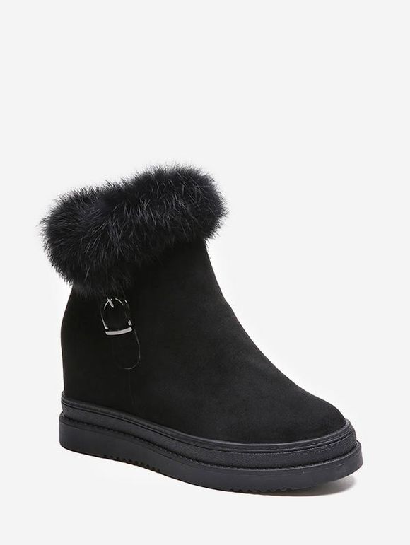 Collier floue accrue Bottes court Suede interne - Noir EU 39