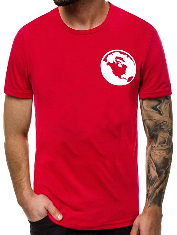 T-shirt Décontracté Graphique Imprimé à Col Rond - Rouge S