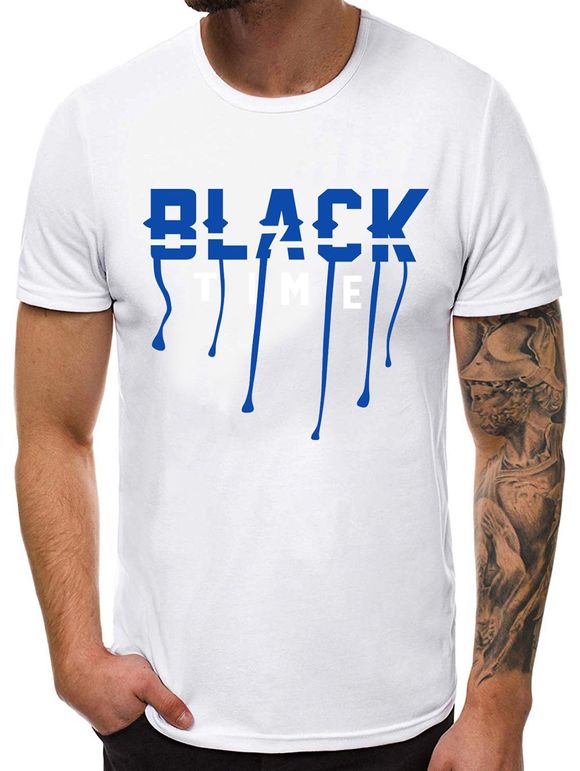 T-shirt Décontracté Motif de Lettre Graphique - Blanc M
