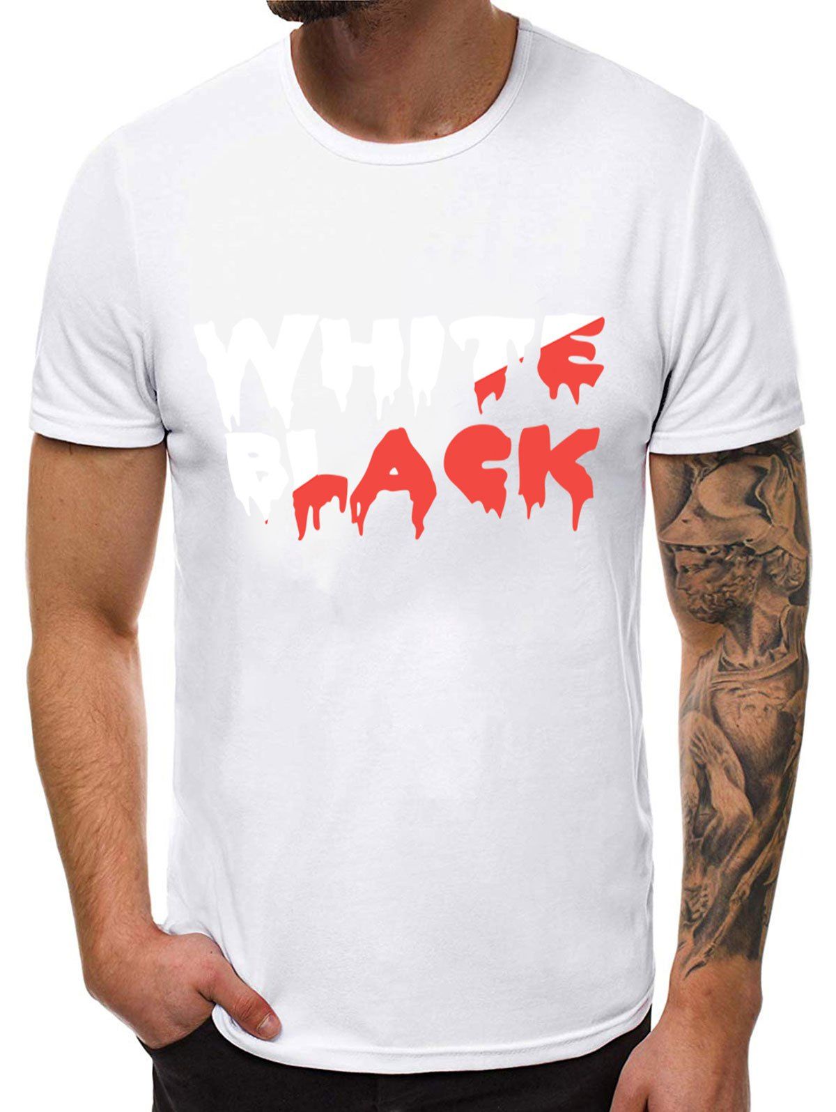 T-shirt Décontracté Motif Graphique à Manches Courtes - Blanc L
