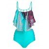 Ensemble de Tankini Matelassé Croisé Cachemire Imprimé - Céleste 2XL