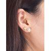 Faux perle strass coeur géométrique boucles d'oreilles - Or 