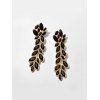 Strass Feuille de vigne Motif Goutte Boucles d'oreilles - Noir 