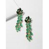 Strass Feuille de vigne Motif Goutte Boucles d'oreilles - Vert 