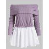 Tricot Superposé Jointif à Epaule Dénudée - Lilas XL