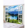 Tapisserie Murale Lac et Montagnes à Travers la Fenêtre Imprimés - multicolor W59 X L59 INCH