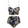 Sunflower Moulded Corset Style High Waisted Bikini Swimwear - BLACK S