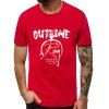 T-shirt Décontracté Motif de Lettre à Col Rond - Rouge 2XL