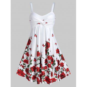 Rose Floral Printed Fit And Flare Dress