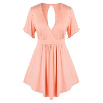 

Plus Size Flutter Sleeve Cutout T Shirt, Orange pink