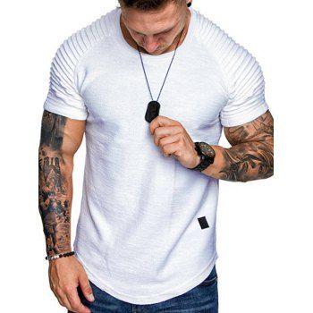 

Applique Solid Color Layer Raglan Sleeves T-shirt, White