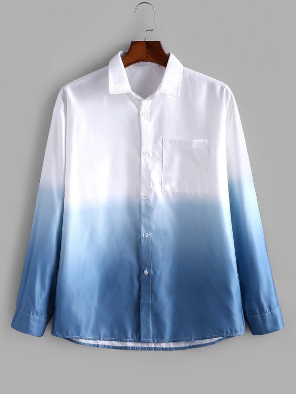 Chemise en Couleur Ombrée avec Poche - Bleu Bébé 2XL