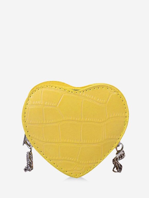 Sac à Bandoulière Chaîne en Forme de Cœur - Jaune d'Abeille 
